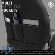 Seat Covers Otom Limited Design Universal Jacquard / Lacost / Artificial Leather Front / Rear Set 11 Pieces Black With Grey Seams LMT-102-image-6308275