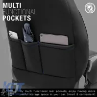 Seat Covers Otom Limited Design Universal Jacquard / Lacost / Artificial Leather Front / Rear Set 11 Pieces Black With Blue Seams LMT-103-image-6308296