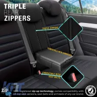 Seat Covers Otom Limited Design Universal Jacquard / Lacost / Artificial Leather Front / Rear Set 11 Pieces Black With Blue Seams LMT-103-image-6308298