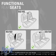 Seat Covers Otom Limited Design Universal Jacquard / Lacost / Artificial Leather Front / Rear Set 11 Pieces Black With Blue Seams LMT-103-image-6308299
