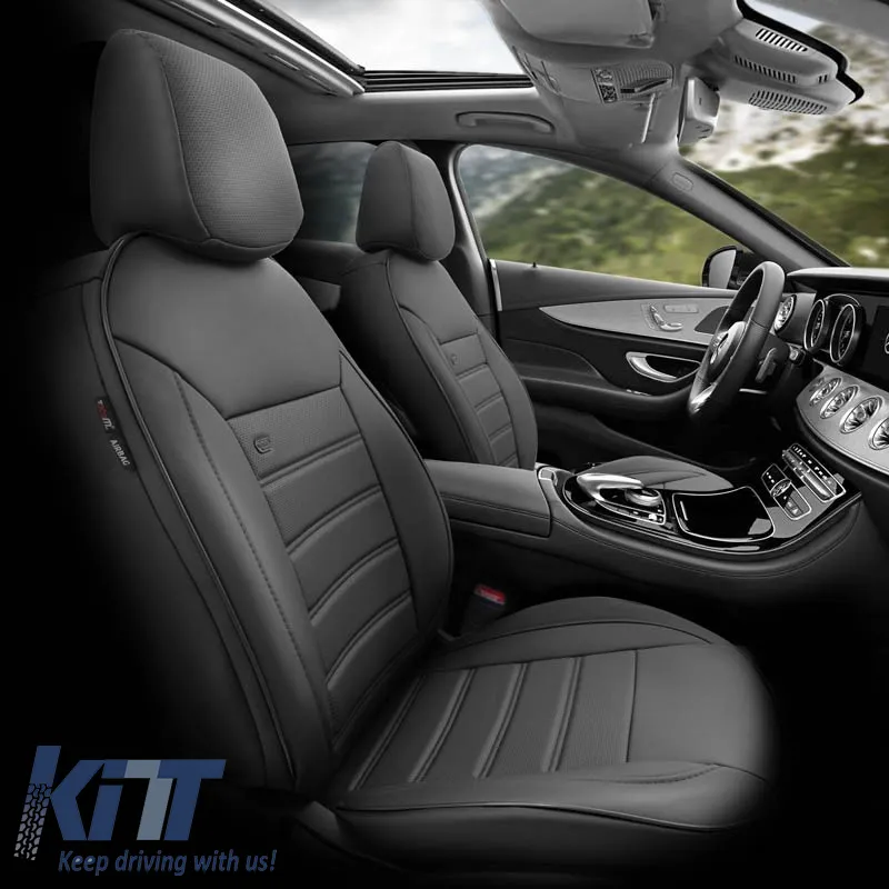 Seat Covers Otom Premium Design Universal Full Artificial Leather Front / Rear Set 11 Pieces Black PRM-101