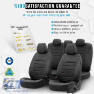 Seat Covers Otom Premium Design Universal Full Artificial Leather Front / Rear Set 11 Pieces Black PRM-101