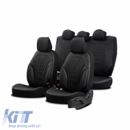 Seat Covers Otom Progressive Design Universal Full Synthetic Leather Front / Rear Set 11 Pieces Black PRG-101