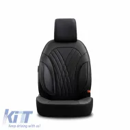 Seat Covers Otom Progressive Design Universal Full Synthetic Leather Front / Rear Set 11 Pieces Black PRG-101-image-6316891