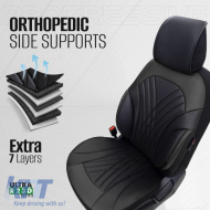 Seat Covers Otom Progressive Design Universal Full Synthetic Leather Front / Rear Set 11 Pieces Black PRG-101