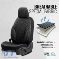 Seat Covers Otom Progressive Design Universal Full Synthetic Leather Front / Rear Set 11 Pieces Black PRG-101-image-6316897