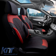 Seat Covers Otom Progressive Design Universal Full Synthetic Leather Front / Rear Set 11 Pieces Black / Red ΡRG-104