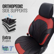Seat Covers Otom Progressive Design Universal Full Synthetic Leather Front / Rear Set 11 Pieces Black / Red ΡRG-104-image-6316904