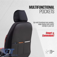 Seat Covers Otom Progressive Design Universal Full Synthetic Leather Front / Rear Set 11 Pieces Black / Red ΡRG-104