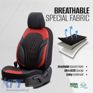 Seat Covers Otom Progressive Design Universal Full Synthetic Leather Front / Rear Set 11 Pieces Black / Red ΡRG-104