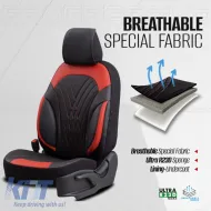 Seat Covers Otom Progressive Design Universal Full Synthetic Leather Front / Rear Set 11 Pieces Black / Red ΡRG-104-image-6316907