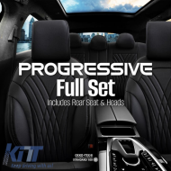 Seat Covers Otom Progressive Design Universal Full Synthetic Leather Front / Rear Set 11 Pieces Black PRG-101