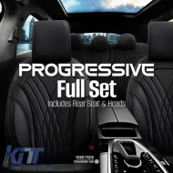 Seat Covers Otom Progressive Design Universal Full Synthetic Leather Front / Rear Set 11 Pieces Black PRG-101-image-6317681
