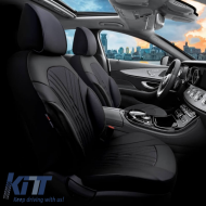 Seat Covers Otom Progressive Design Universal Full Synthetic Leather Front / Rear Set 11 Pieces Black PRG-101