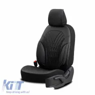 Seat Covers Otom Progressive Design Universal Full Synthetic Leather Front / Rear Set 11 Pieces Black PRG-101-image-6317685