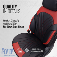 Seat Covers Otom Progressive Design Universal Full Synthetic Leather Front / Rear Set 11 Pieces Black / Red ΡRG-104