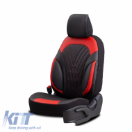 Seat Covers Otom Progressive Design Universal Full Synthetic Leather Front / Rear Set 11 Pieces Black / Red ΡRG-104