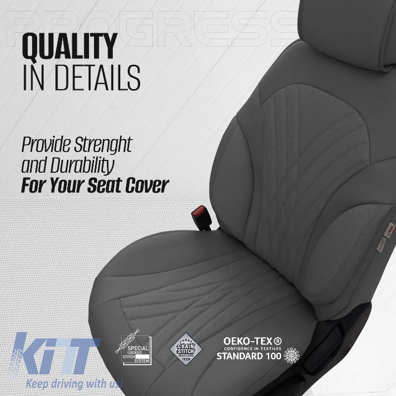 Seat Covers Otom Progressive Design Universal Full Synthetic Leather Front / Rear Set 11 Pieces Gray ΡRG-103