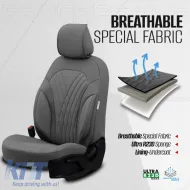Seat Covers Otom Progressive Design Universal Full Synthetic Leather Front / Rear Set 11 Pieces Gray ΡRG-103-image-6317718
