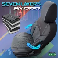 Seat Covers Otom Reflective Design Universal Jacquard / Rachel / Artificial Leather Front / Rear Set 11 Pieces Black - Dark Grey RFL-2603-image-6305230