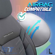 Seat Covers Otom Reflective Design Universal Jacquard / Rachel / Artificial Leather Front / Rear Set 11 Pieces Black - Dark Grey RFL-2603
