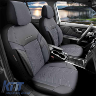 Seat Covers Otom Reflective Design Universal Jacquard / Rachel / Artificial Leather Front / Rear Set 11 Pieces Black - Dark Grey RFL-2603