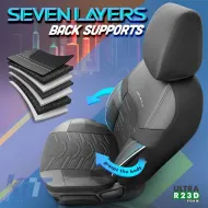 Seat Covers Otom Reflective Design Universal Jacquard / Rachel / Artificial Leather Front / Rear Set 11 Pieces Black With White Stitch RFL-2602-image-6305252