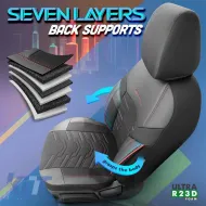Seat Covers Otom Reflective Design Universal Jacquard / Rachel / Artificial Leather Front / Rear Set 11 Pieces Black With Red Stitch RFL-2601-image-6305263