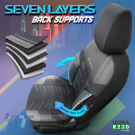 Seat Covers Otom Reflective Design Universal Jacquard / Rachel / Artificial Leather Front / Rear Set 11 Pieces Black With Blue Stitch RFL-2604
