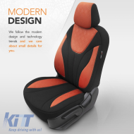 Seat Covers Otom Ruby Design Universal Cotton Rachel Front / Rear Set 11 Pieces Black / Terracota RBY-1204