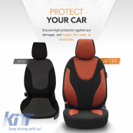 Seat Covers Otom Ruby Design Universal Cotton Rachel Front / Rear Set 11 Pieces Black / Terracota RBY-1204