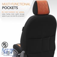 Seat Covers Otom Ruby Design Universal Cotton Rachel Front / Rear Set 11 Pieces Black / Terracota RBY-1204