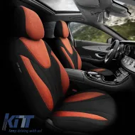 Seat Covers Otom Ruby Design Universal Cotton Rachel Front / Rear Set 11 Pieces Black / Terracota RBY-1204-image-6306859