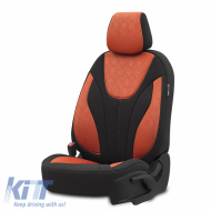 Seat Covers Otom Ruby Design Universal Cotton Rachel Front / Rear Set 11 Pieces Black / Terracota RBY-1204