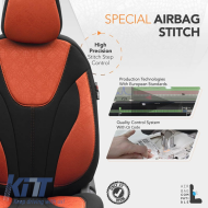 Seat Covers Otom Ruby Design Universal Cotton Rachel Front / Rear Set 11 Pieces Black / Terracota RBY-1204