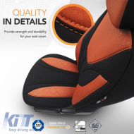 Seat Covers Otom Ruby Design Universal Cotton Rachel Front / Rear Set 11 Pieces Black / Terracota RBY-1204