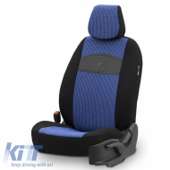 Seat Covers Otom Smart Design Universal Cotton / Leather Front / Rear Set 11 Pieces Black / Blue SLTSMT104-NZ