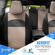 Seat Covers Otom Smart Design Universal Cotton / Leather Front / Rear Set 11 Pieces Black / Beige SLTSMT106-NZ