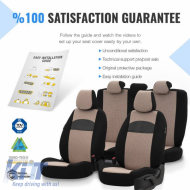 Seat Covers Otom Smart Design Universal Cotton / Leather Front / Rear Set 11 Pieces Black / Beige SLTSMT106-NZ