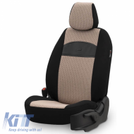 Seat Covers Otom Smart Design Universal Cotton / Leather Front / Rear Set 11 Pieces Black / Beige SLTSMT106-NZ
