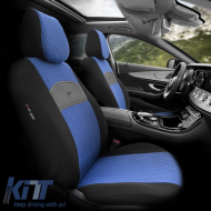 Seat Covers Otom Smart Design Universal Cotton / Leather Front / Rear Set 11 Pieces Black / Blue SLTSMT104-NZ
