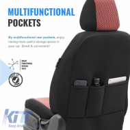 Seat Covers Otom Smart Design Universal Cotton / Leather Front / Rear Set 11 Pieces Black / Red SLTSMT103-NZ