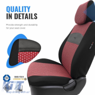 Seat Covers Otom Smart Design Universal Cotton / Leather Front / Rear Set 11 Pieces Black / Red SLTSMT103-NZ