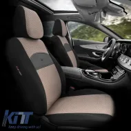 Seat Covers Otom Smart Design Universal Cotton / Leather Front / Rear Set 11 Pieces Black / Beige SLTSMT106-NZ-image-6319202