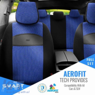 Seat Covers Otom Smart Design Universal Cotton / Leather Front / Rear Set 11 Pieces Black / Blue SLTSMT104-NZ-image-6319219