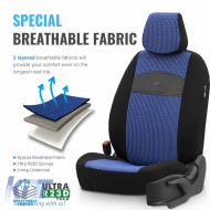 Seat Covers Otom Smart Design Universal Cotton / Leather Front / Rear Set 11 Pieces Black / Blue SLTSMT104-NZ-image-6319220