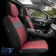 Seat Covers Otom Smart Design Universal Cotton / Leather Front / Rear Set 11 Pieces Black / Red SLTSMT103-NZ-image-6319235