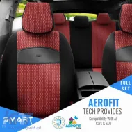 Seat Covers Otom Smart Design Universal Cotton / Leather Front / Rear Set 11 Pieces Black / Red SLTSMT103-NZ-image-6319236