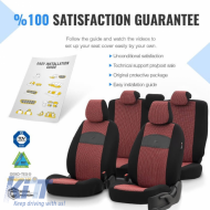 Seat Covers Otom Smart Design Universal Cotton / Leather Front / Rear Set 11 Pieces Black / Red SLTSMT103-NZ-image-6319241