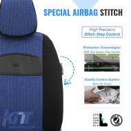 Seat Covers Otom Smart Design Universal Cotton / Leather Front / Rear Set 11 Pieces Black / Blue SLTSMT104-NZ-image-6320114
